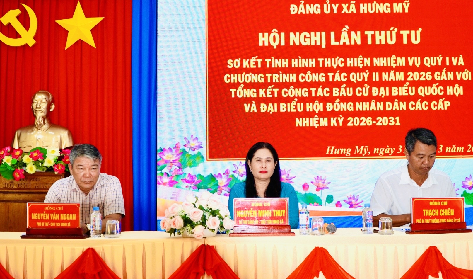 Đảng ủy xã Hưng Mỹ sơ kết công tác quý I và tổng kết công tác bầu cử đại biểu Quốc hội, HĐND các cấp