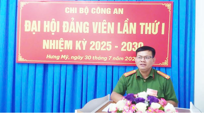 Công an xã Hưng Mỹ đã tổ chức Đại hội đảng viên lần thứ I, nhiệm kỳ 2025 - 2030