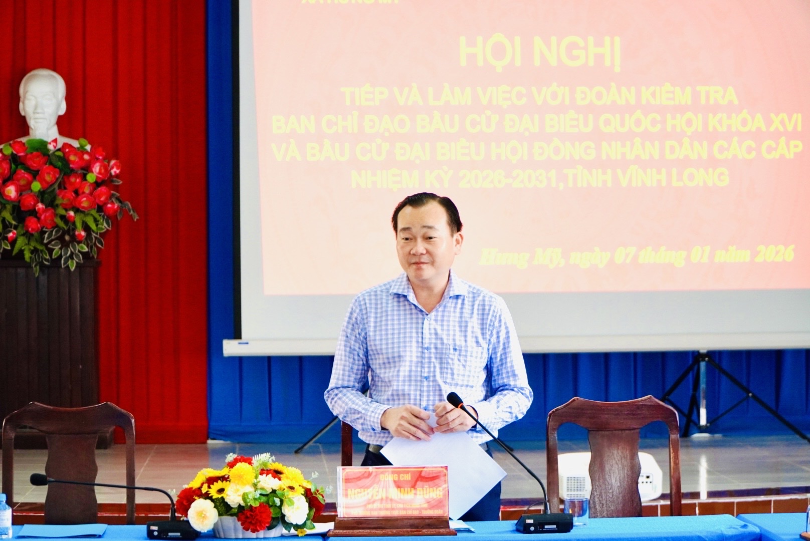 Ban Chỉ đạo bầu cử xã Hưng Mỹ tiếp làm việc với Đoàn kiểm tra công tác bầu cử