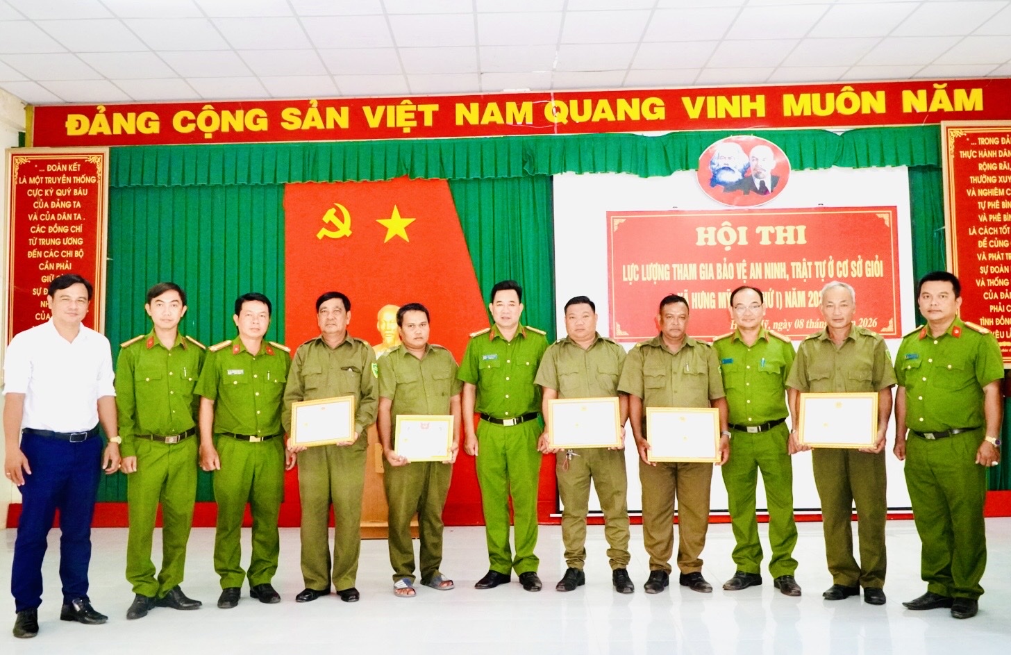 Xã Hưng Mỹ tổ chức Hội thi lực lượng tham gia bảo vệ an ninh, trật tự ở cơ sở giỏi lần thứ nhất năm 2026